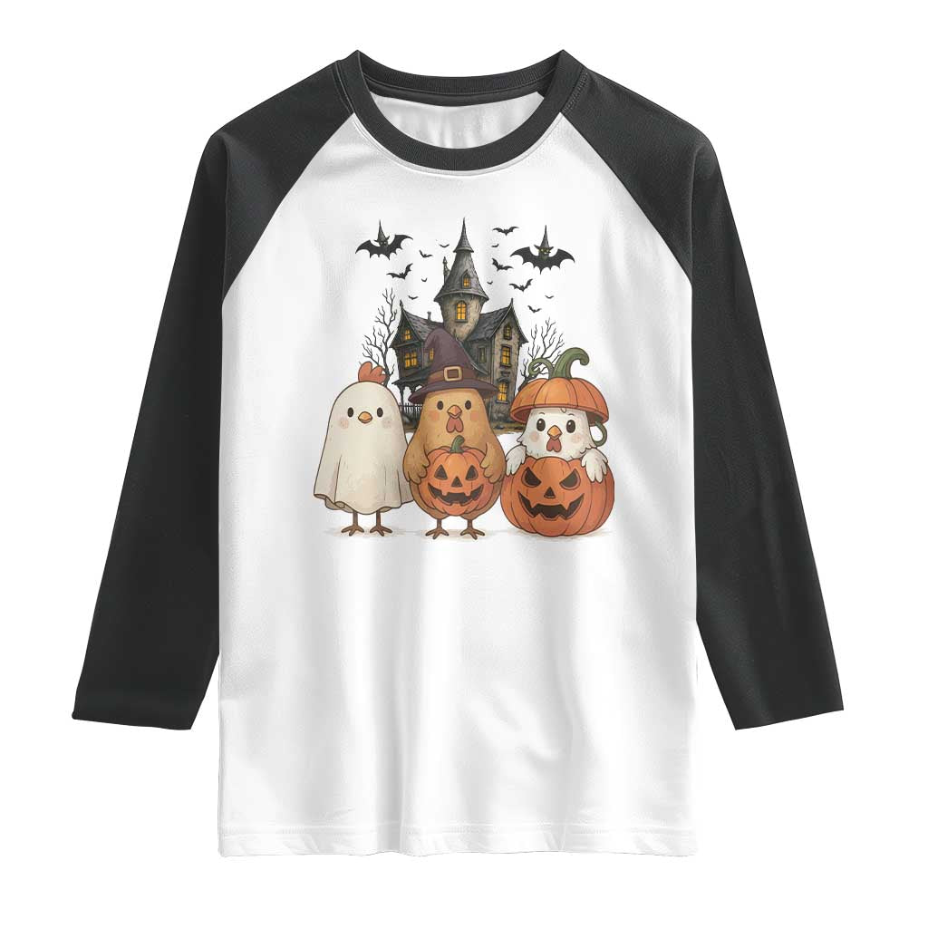 Halloween Chicken Cosplay Raglan Shirt Funny Farm Life Gift - Wonder Print Shop