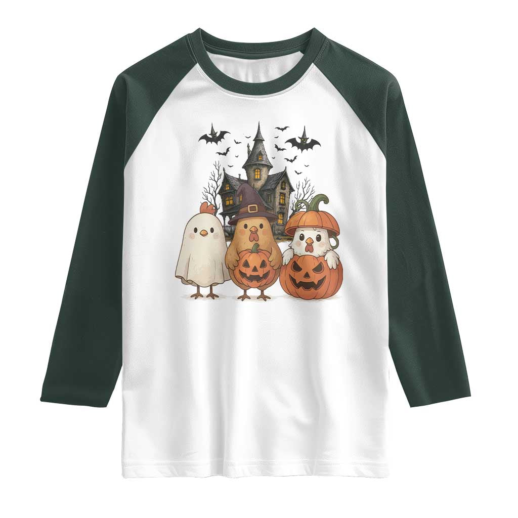 Halloween Chicken Cosplay Raglan Shirt Funny Farm Life Gift - Wonder Print Shop