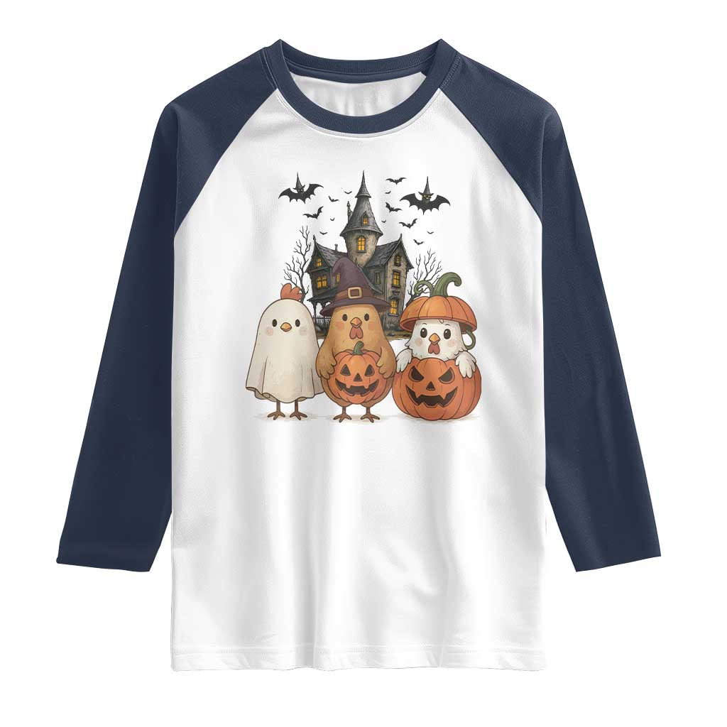Halloween Chicken Cosplay Raglan Shirt Funny Farm Life Gift - Wonder Print Shop