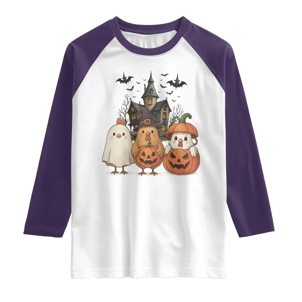 Halloween Chicken Cosplay Raglan Shirt Funny Farm Life Gift - Wonder Print Shop