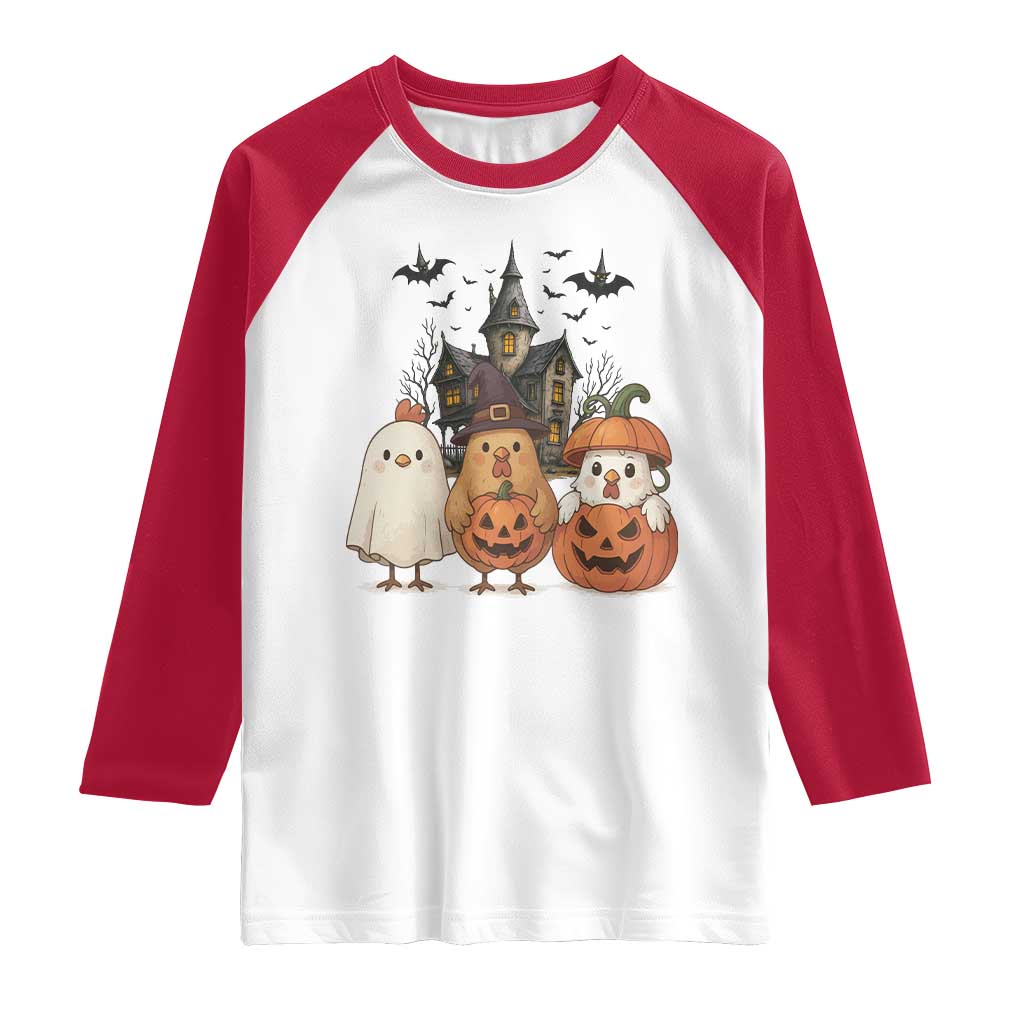 Halloween Chicken Cosplay Raglan Shirt Funny Farm Life Gift - Wonder Print Shop