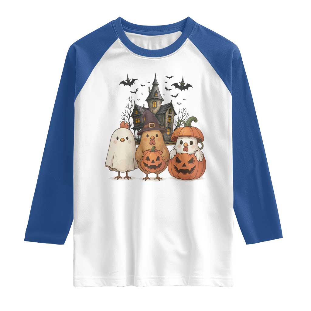 Halloween Chicken Cosplay Raglan Shirt Funny Farm Life Gift - Wonder Print Shop