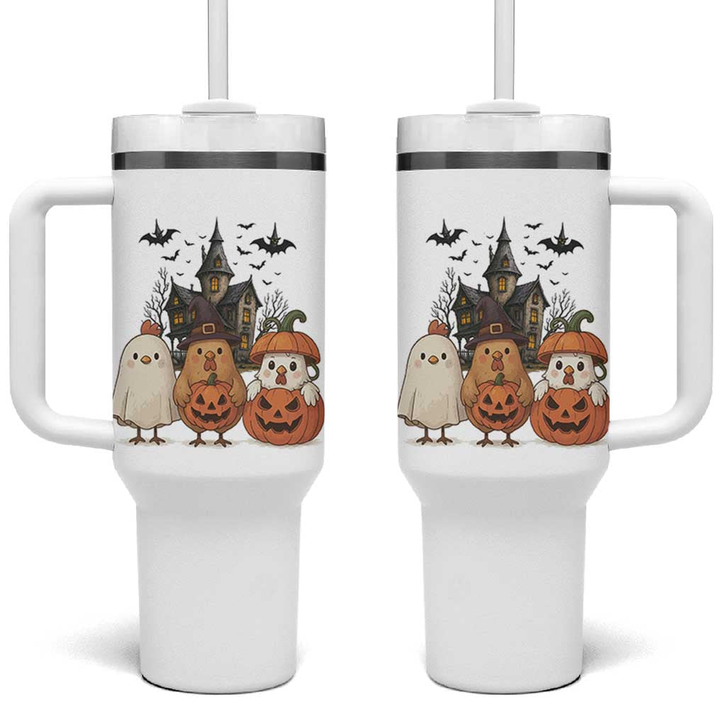 Halloween Chicken Cosplay Tumbler With Handle Funny Farm Life Gift