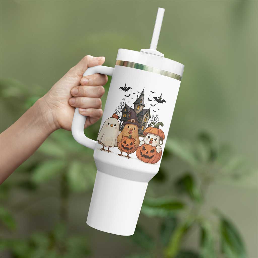 Halloween Chicken Cosplay Tumbler With Handle Funny Farm Life Gift