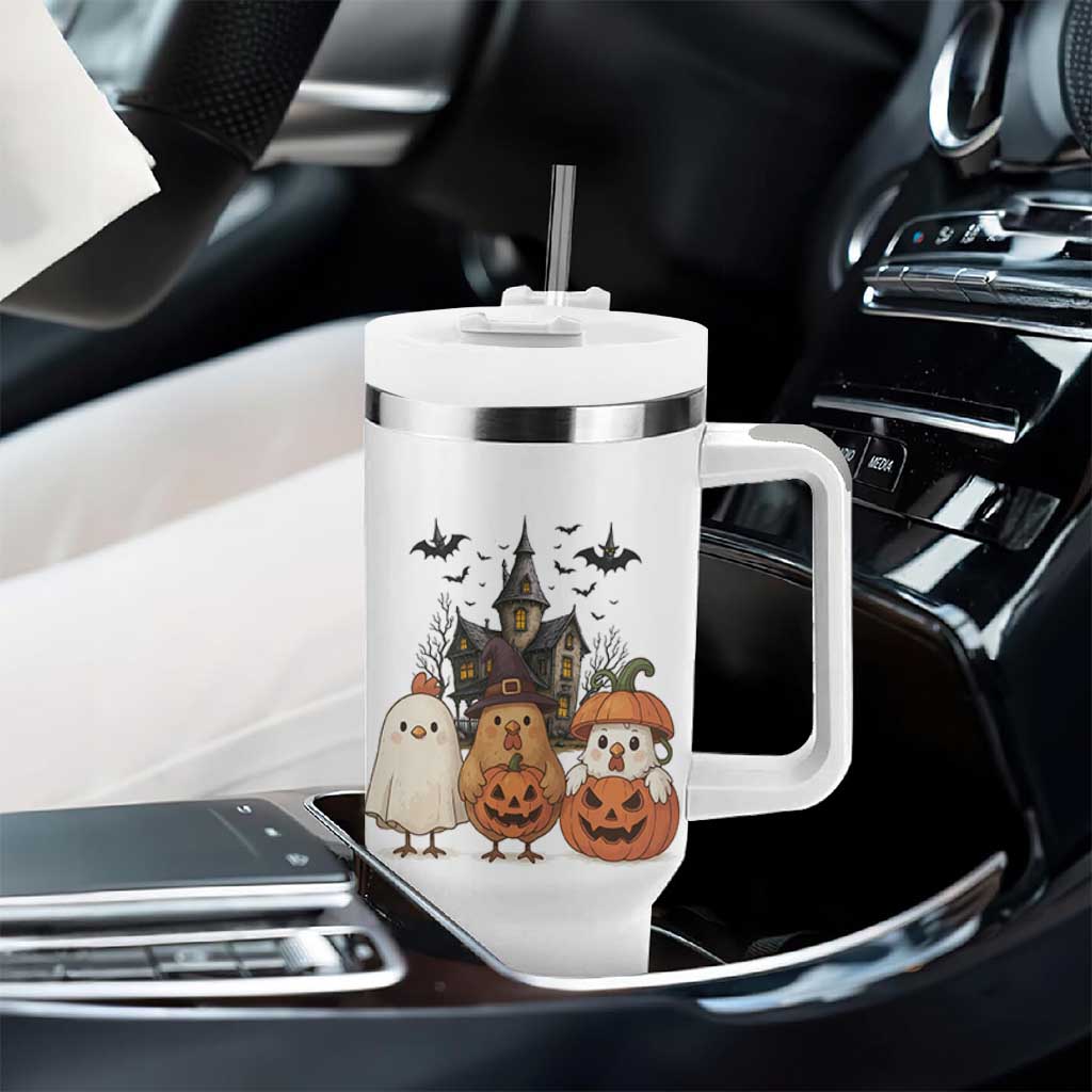 Halloween Chicken Cosplay Tumbler With Handle Funny Farm Life Gift