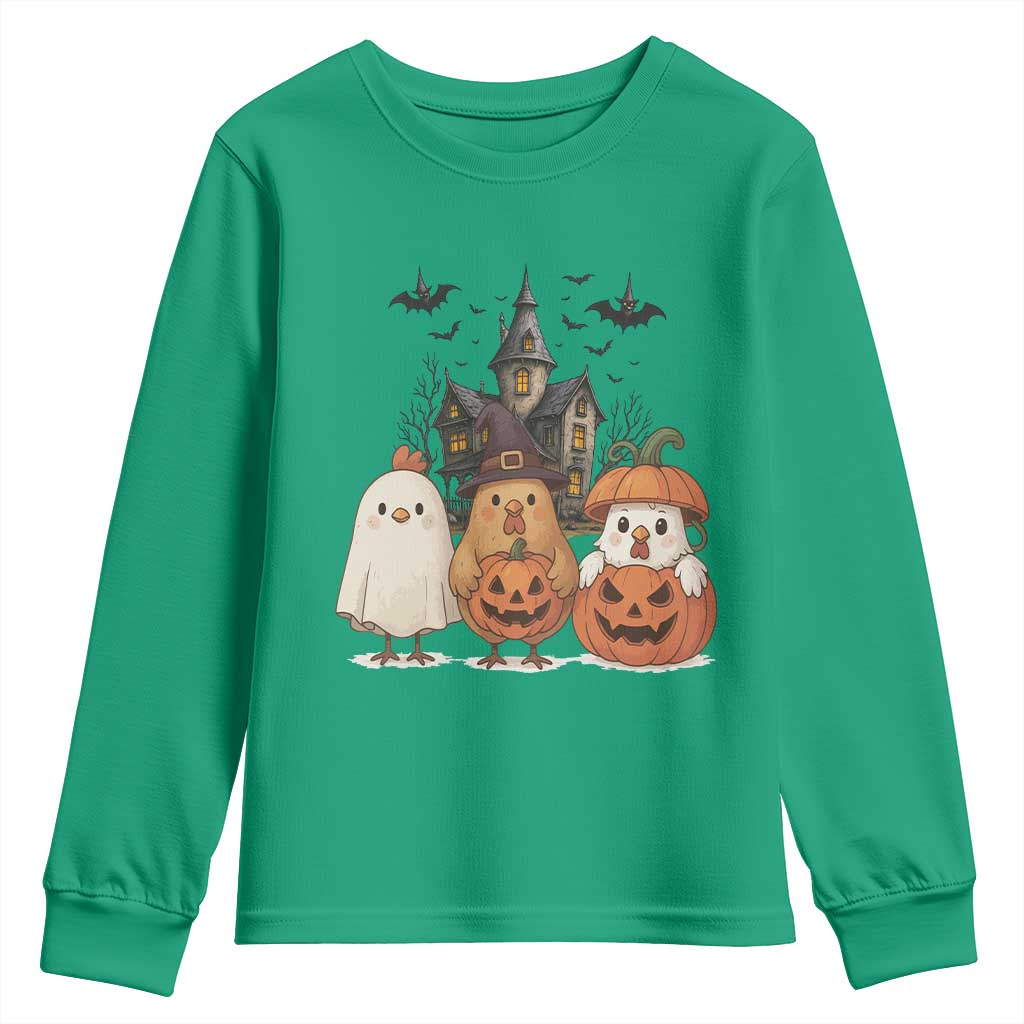 Halloween Chicken Cosplay Youth Sweatshirt Funny Farm Life Gift - Wonder Print Shop