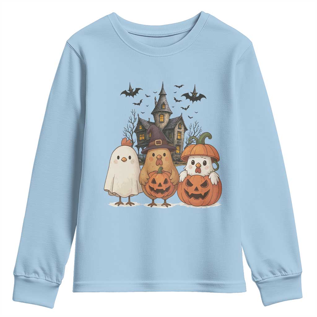 Halloween Chicken Cosplay Youth Sweatshirt Funny Farm Life Gift - Wonder Print Shop
