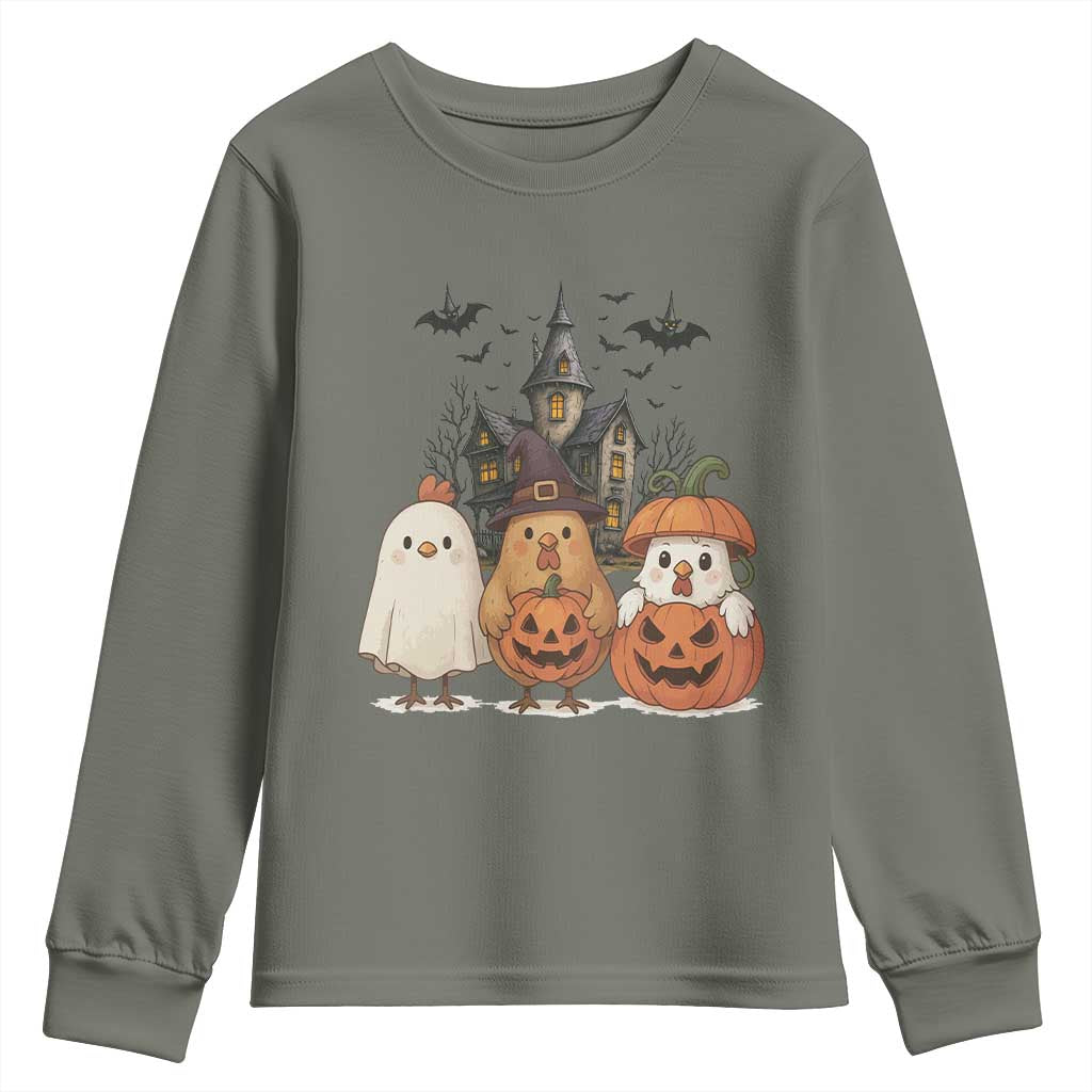 Halloween Chicken Cosplay Youth Sweatshirt Funny Farm Life Gift - Wonder Print Shop