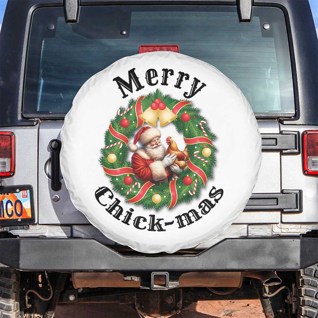 Funny Christmas Chicken Lovers Spare Tire Cover Merry Chickmas Santa Gift - Wonder Print Shop