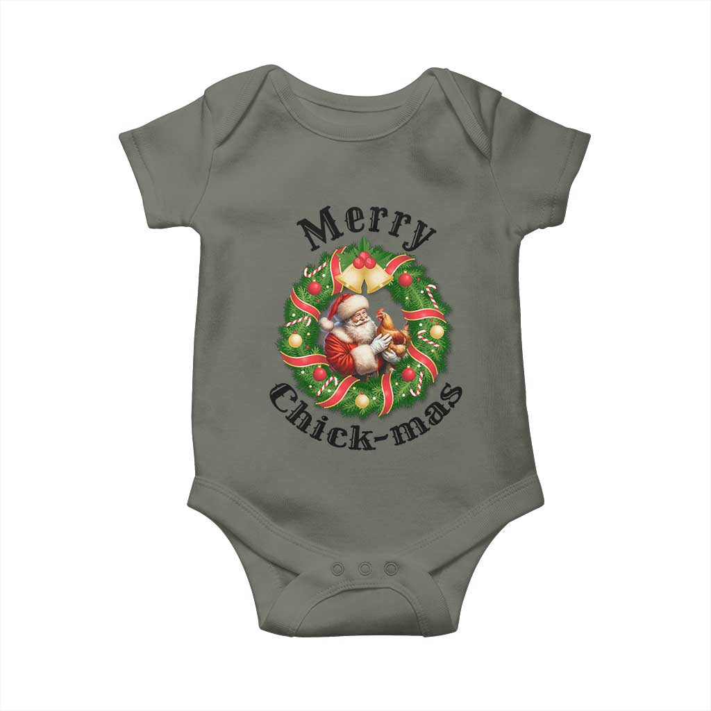 Funny Christmas Chicken Lovers Baby Onesie Merry Chickmas Santa Gift - Wonder Print Shop