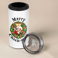 Funny Christmas Chicken Lovers 4 in 1 Can Cooler Tumbler Merry Chickmas Santa Gift