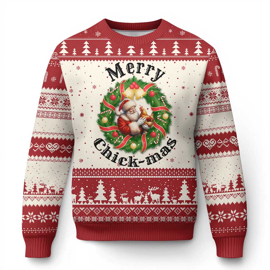 Funny Xmas Chicken Lovers Ugly Christmas Sweater Merry Chickmas Santa Gift TS12