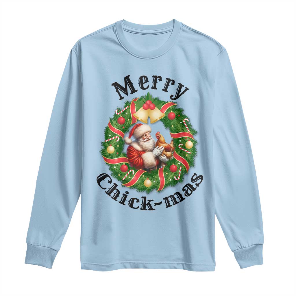 Funny Christmas Chicken Lovers Long Sleeve Shirt Merry Chickmas Santa Gift - Wonder Print Shop