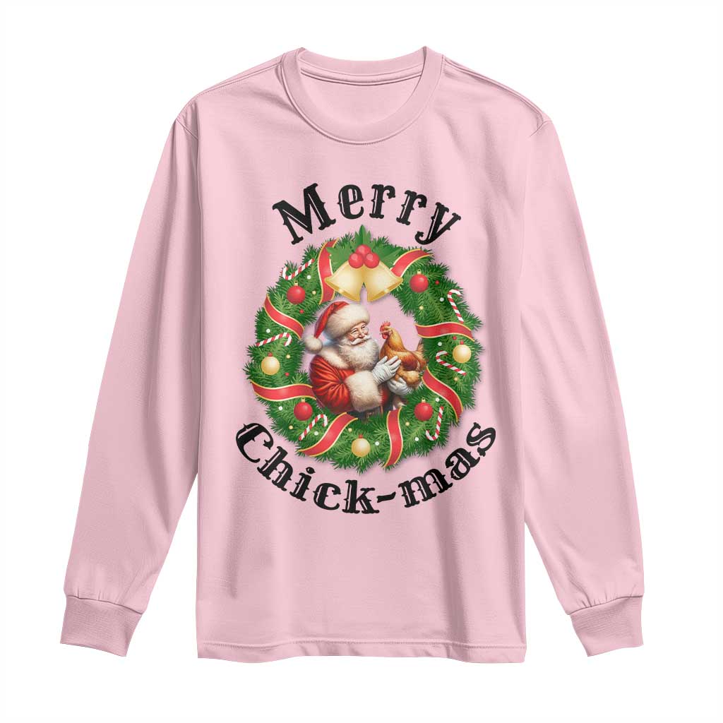 Funny Christmas Chicken Lovers Long Sleeve Shirt Merry Chickmas Santa Gift - Wonder Print Shop