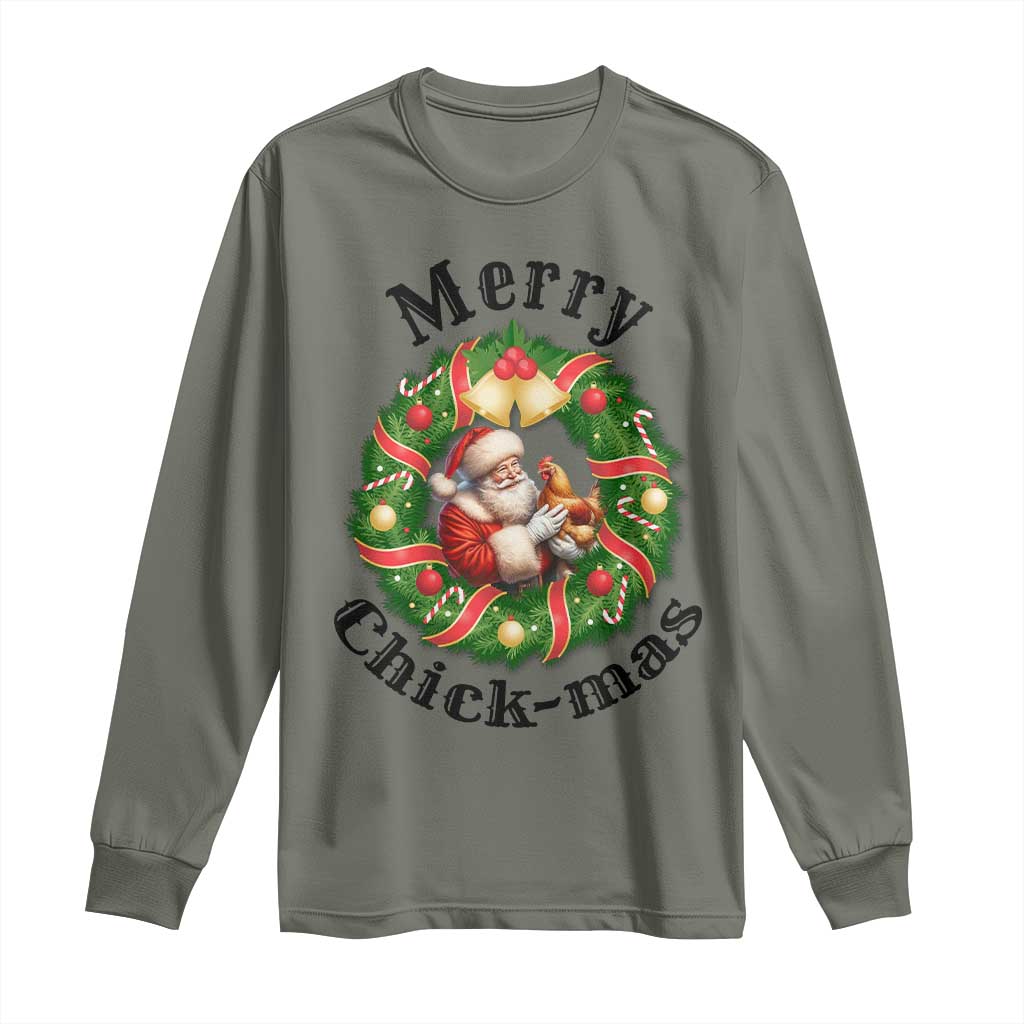 Funny Christmas Chicken Lovers Long Sleeve Shirt Merry Chickmas Santa Gift - Wonder Print Shop