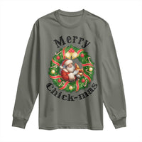 Funny Christmas Chicken Lovers Long Sleeve Shirt Merry Chickmas Santa Gift - Wonder Print Shop