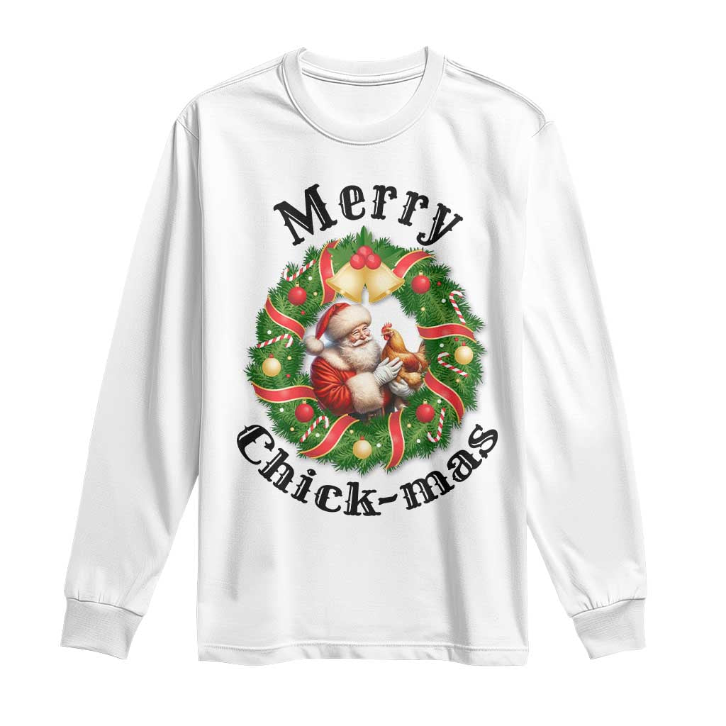 Funny Christmas Chicken Lovers Long Sleeve Shirt Merry Chickmas Santa Gift - Wonder Print Shop