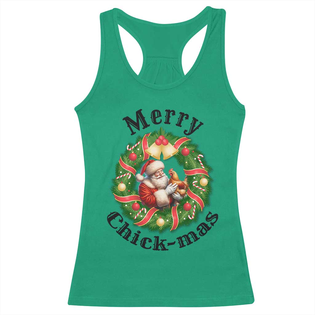 Funny Christmas Chicken Lovers Racerback Tank Top Merry Chickmas Santa Gift - Wonder Print Shop
