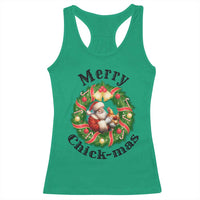 Funny Christmas Chicken Lovers Racerback Tank Top Merry Chickmas Santa Gift - Wonder Print Shop