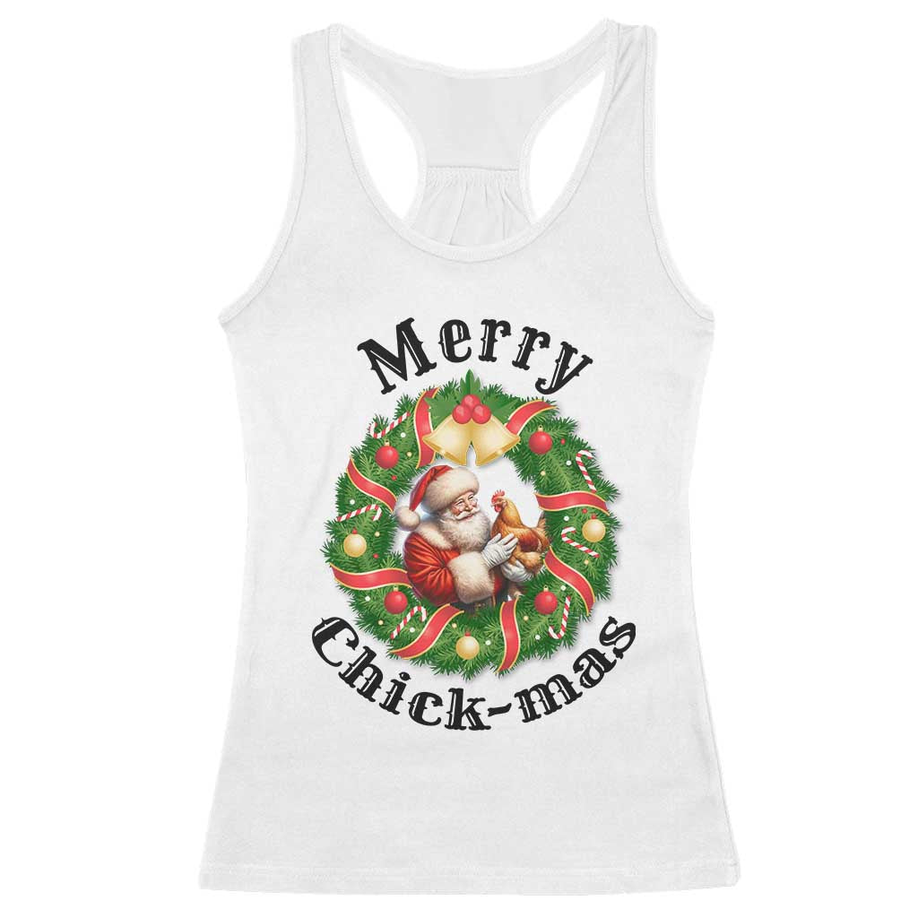 Funny Christmas Chicken Lovers Racerback Tank Top Merry Chickmas Santa Gift - Wonder Print Shop