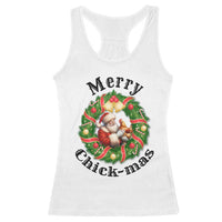 Funny Christmas Chicken Lovers Racerback Tank Top Merry Chickmas Santa Gift - Wonder Print Shop