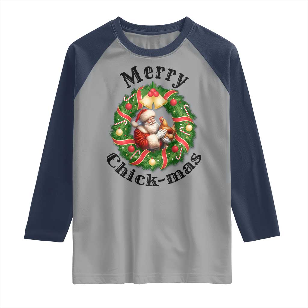 Funny Christmas Chicken Lovers Raglan Shirt Merry Chickmas Santa Gift - Wonder Print Shop