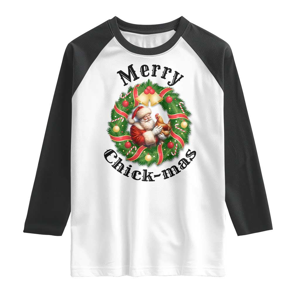 Funny Christmas Chicken Lovers Raglan Shirt Merry Chickmas Santa Gift - Wonder Print Shop