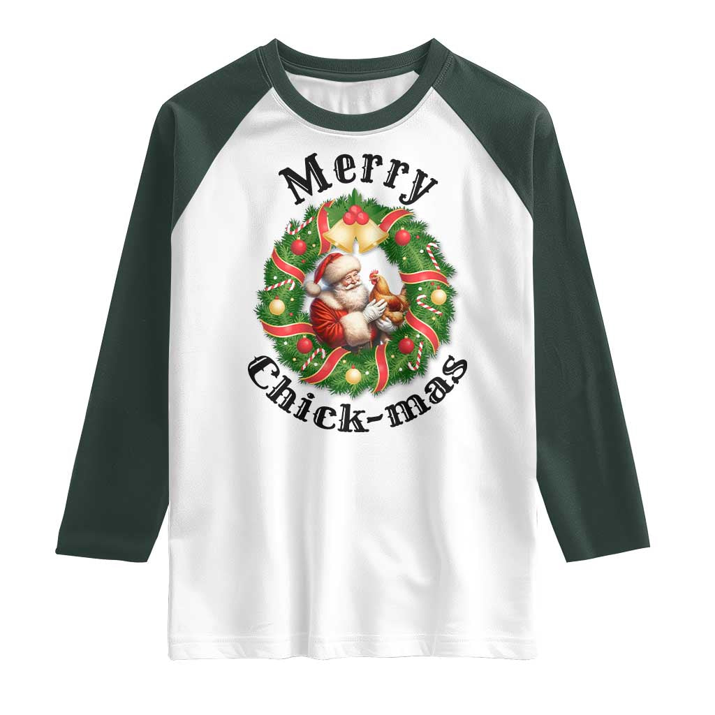 Funny Christmas Chicken Lovers Raglan Shirt Merry Chickmas Santa Gift - Wonder Print Shop