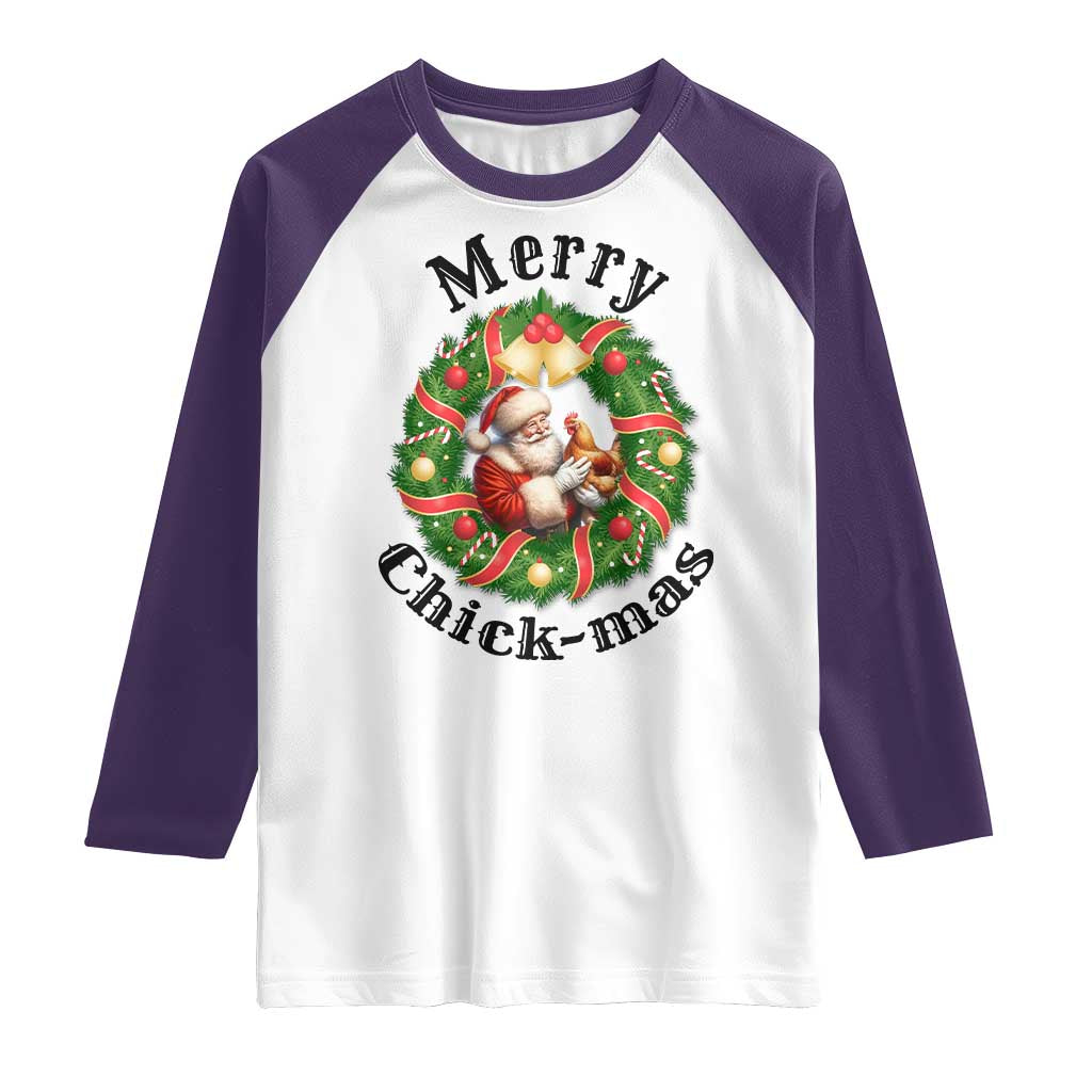 Funny Christmas Chicken Lovers Raglan Shirt Merry Chickmas Santa Gift - Wonder Print Shop