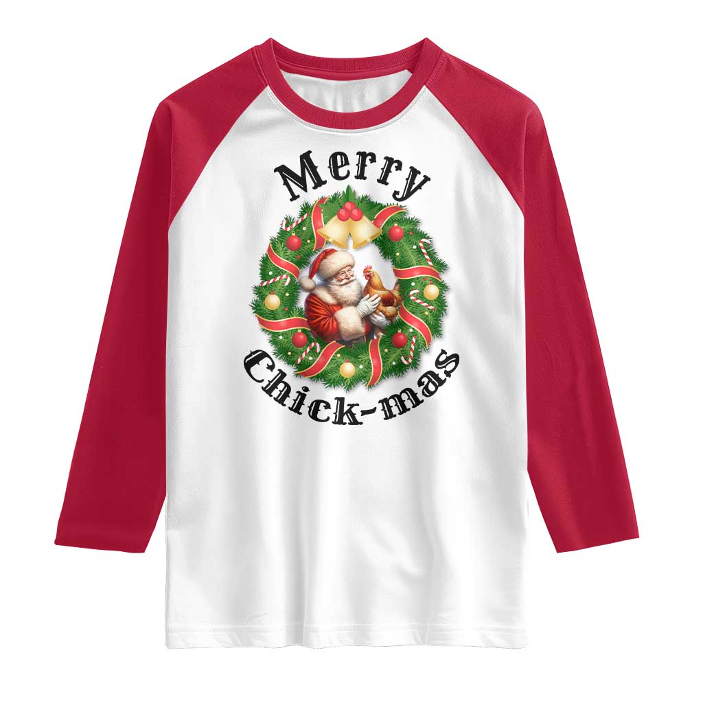Funny Christmas Chicken Lovers Raglan Shirt Merry Chickmas Santa Gift - Wonder Print Shop