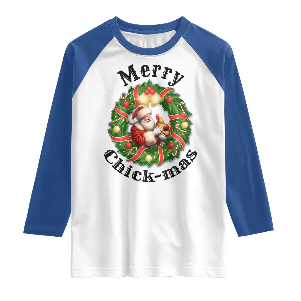 Funny Christmas Chicken Lovers Raglan Shirt Merry Chickmas Santa Gift - Wonder Print Shop