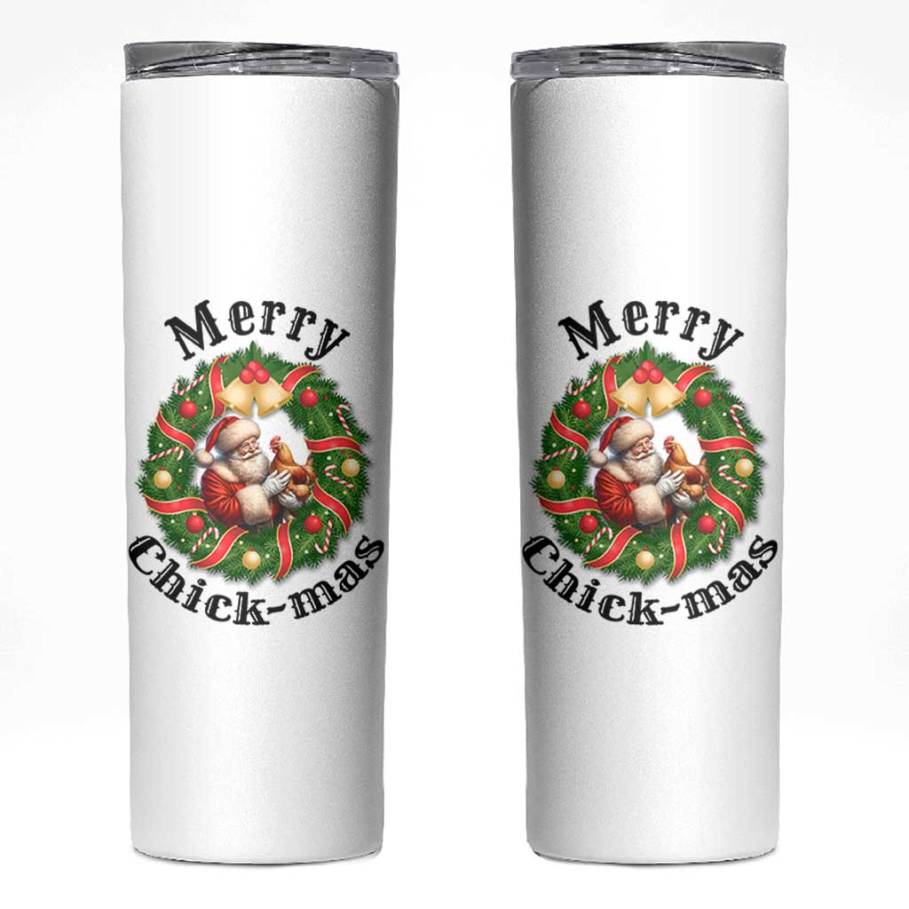 Funny Christmas Chicken Lovers Skinny Tumbler Merry Chickmas Santa Gift