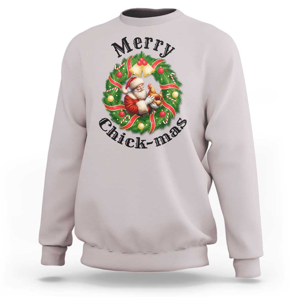 Funny Christmas Chicken Lovers Sweatshirt Merry Chickmas Santa Gift - Wonder Print Shop