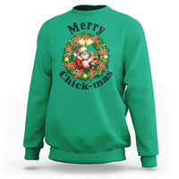 Funny Christmas Chicken Lovers Sweatshirt Merry Chickmas Santa Gift - Wonder Print Shop