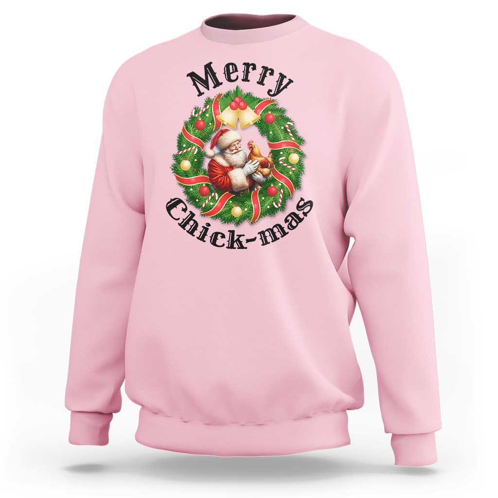 Funny Christmas Chicken Lovers Sweatshirt Merry Chickmas Santa Gift - Wonder Print Shop