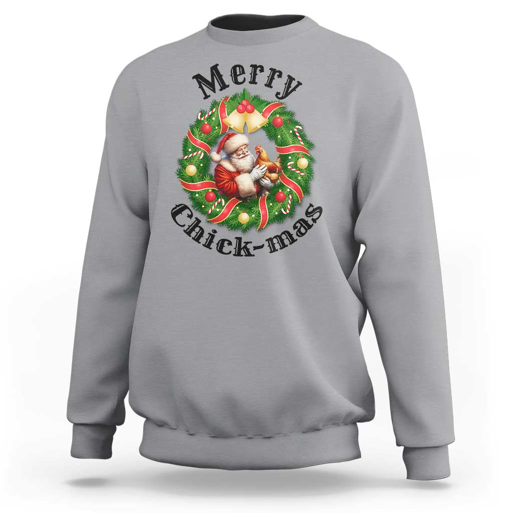 Funny Christmas Chicken Lovers Sweatshirt Merry Chickmas Santa Gift - Wonder Print Shop