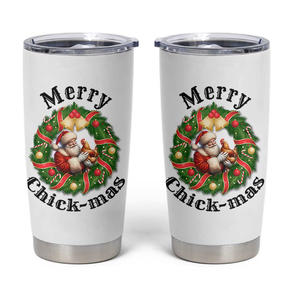 Funny Christmas Chicken Lovers Tumbler Cup Merry Chickmas Santa Gift