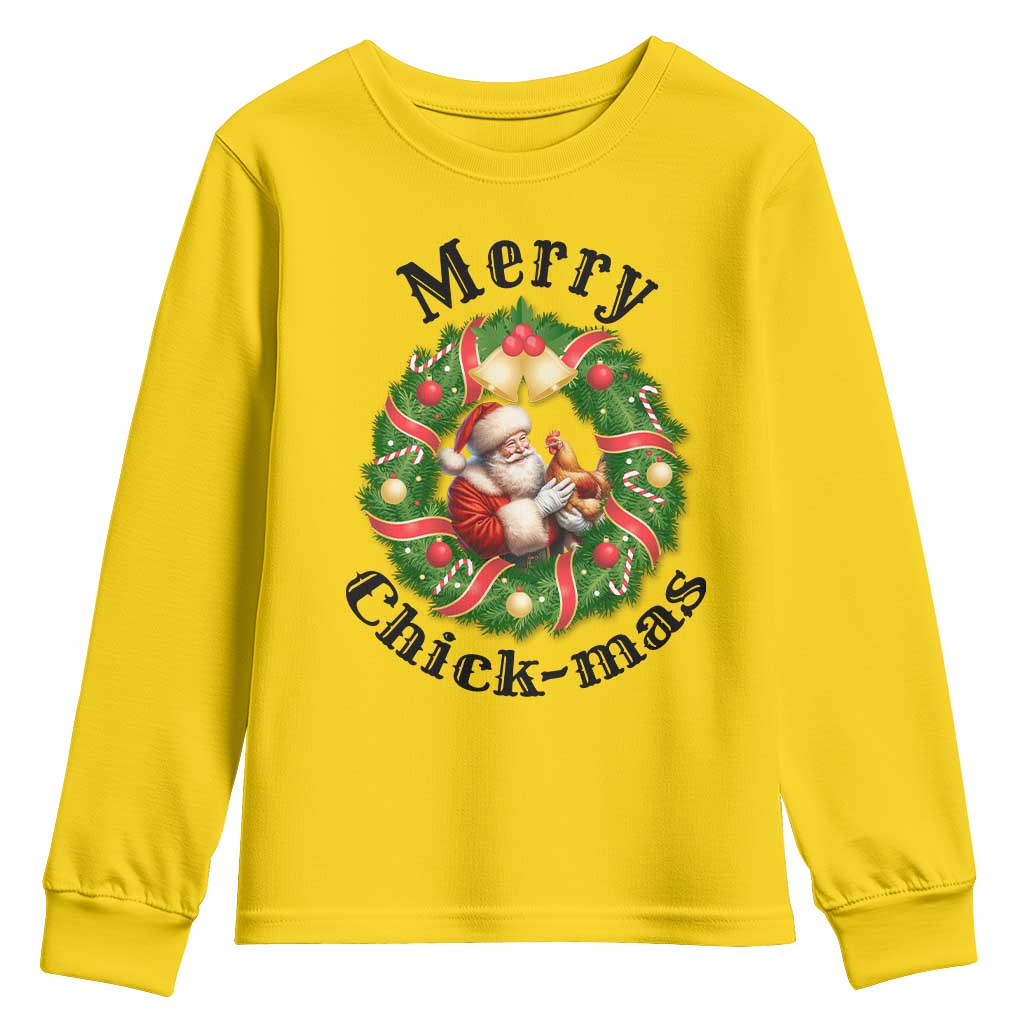 Funny Christmas Chicken Lovers Youth Sweatshirt Merry Chickmas Santa Gift - Wonder Print Shop
