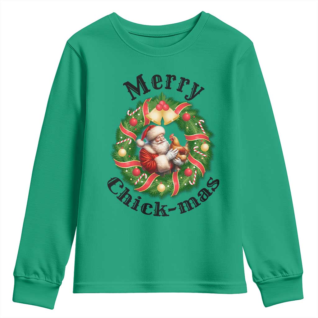 Funny Christmas Chicken Lovers Youth Sweatshirt Merry Chickmas Santa Gift - Wonder Print Shop