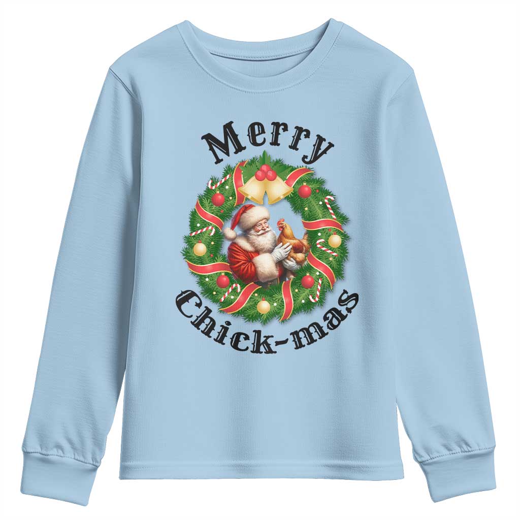 Funny Christmas Chicken Lovers Youth Sweatshirt Merry Chickmas Santa Gift - Wonder Print Shop