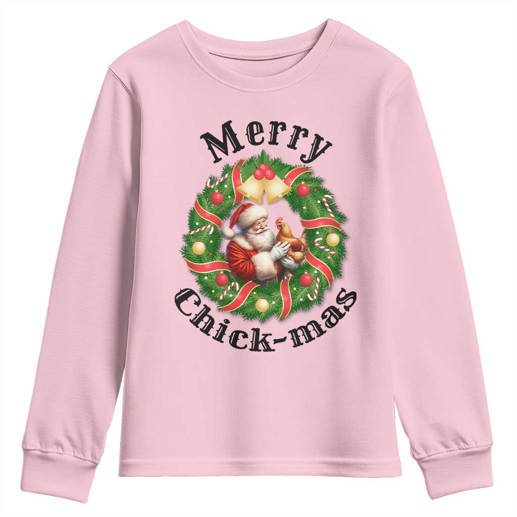 Funny Christmas Chicken Lovers Youth Sweatshirt Merry Chickmas Santa Gift - Wonder Print Shop
