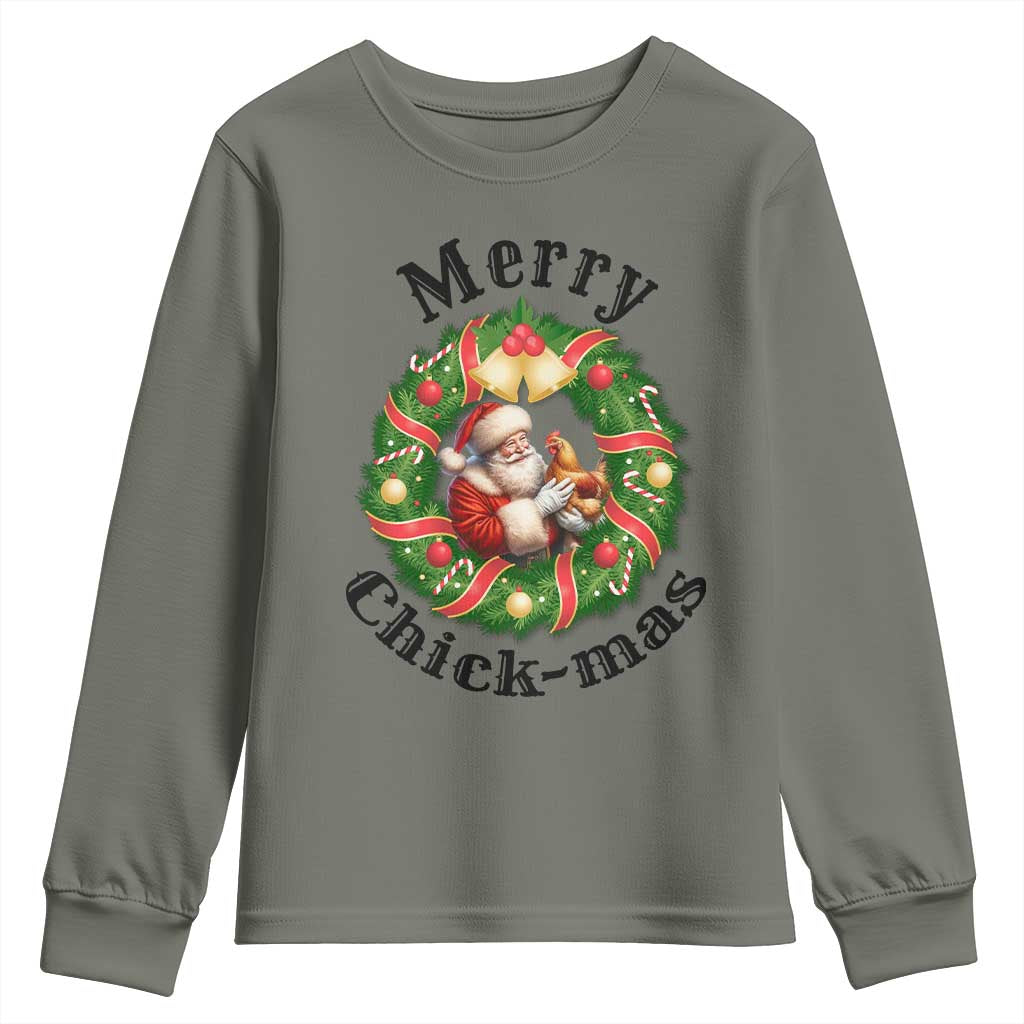 Funny Christmas Chicken Lovers Youth Sweatshirt Merry Chickmas Santa Gift - Wonder Print Shop