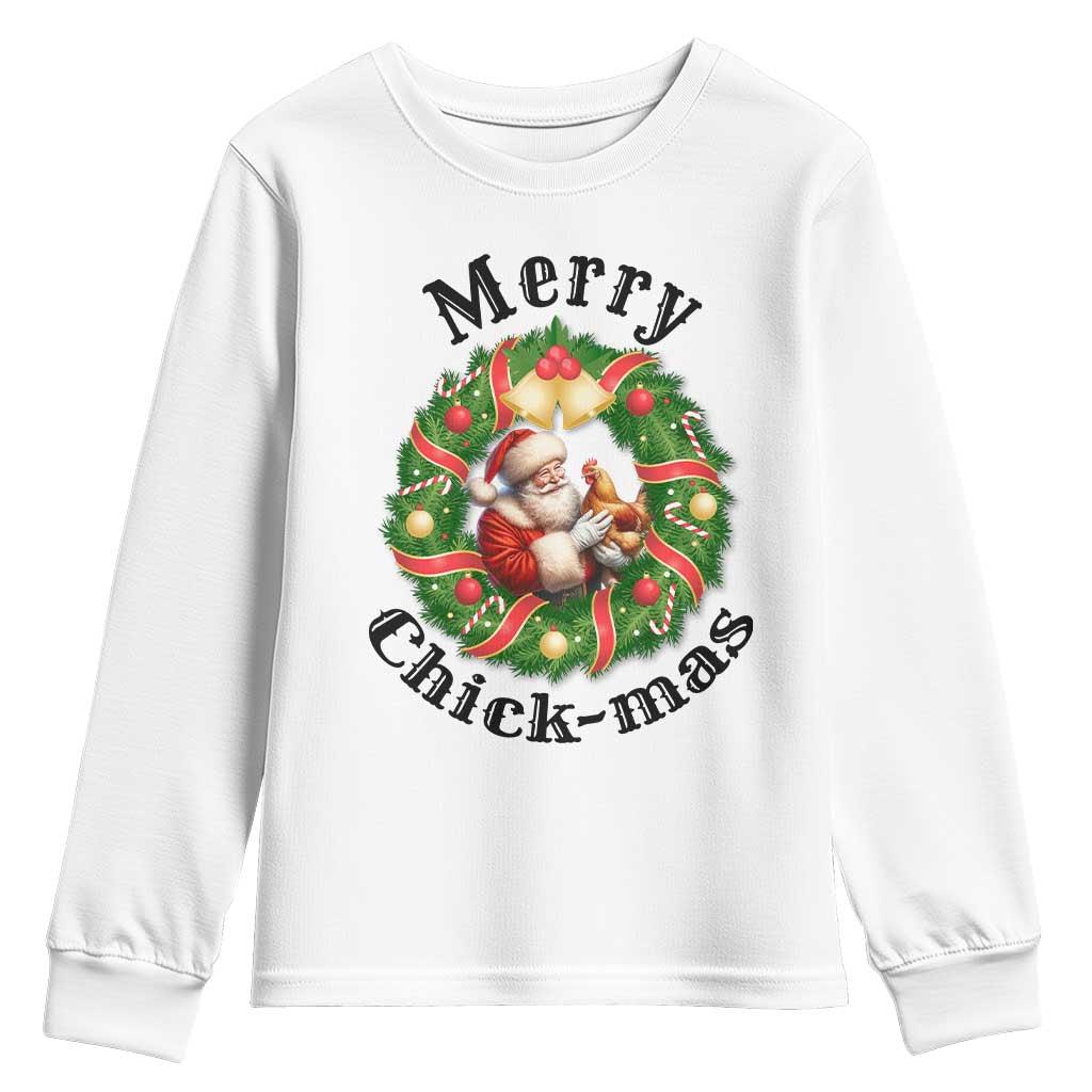 Funny Christmas Chicken Lovers Youth Sweatshirt Merry Chickmas Santa Gift - Wonder Print Shop