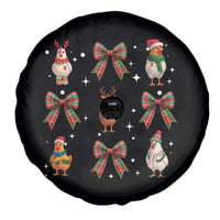 Cute Christmas Chicken With Xmas Coquette Bow Spare Tire Cover - Wonder Print Shop