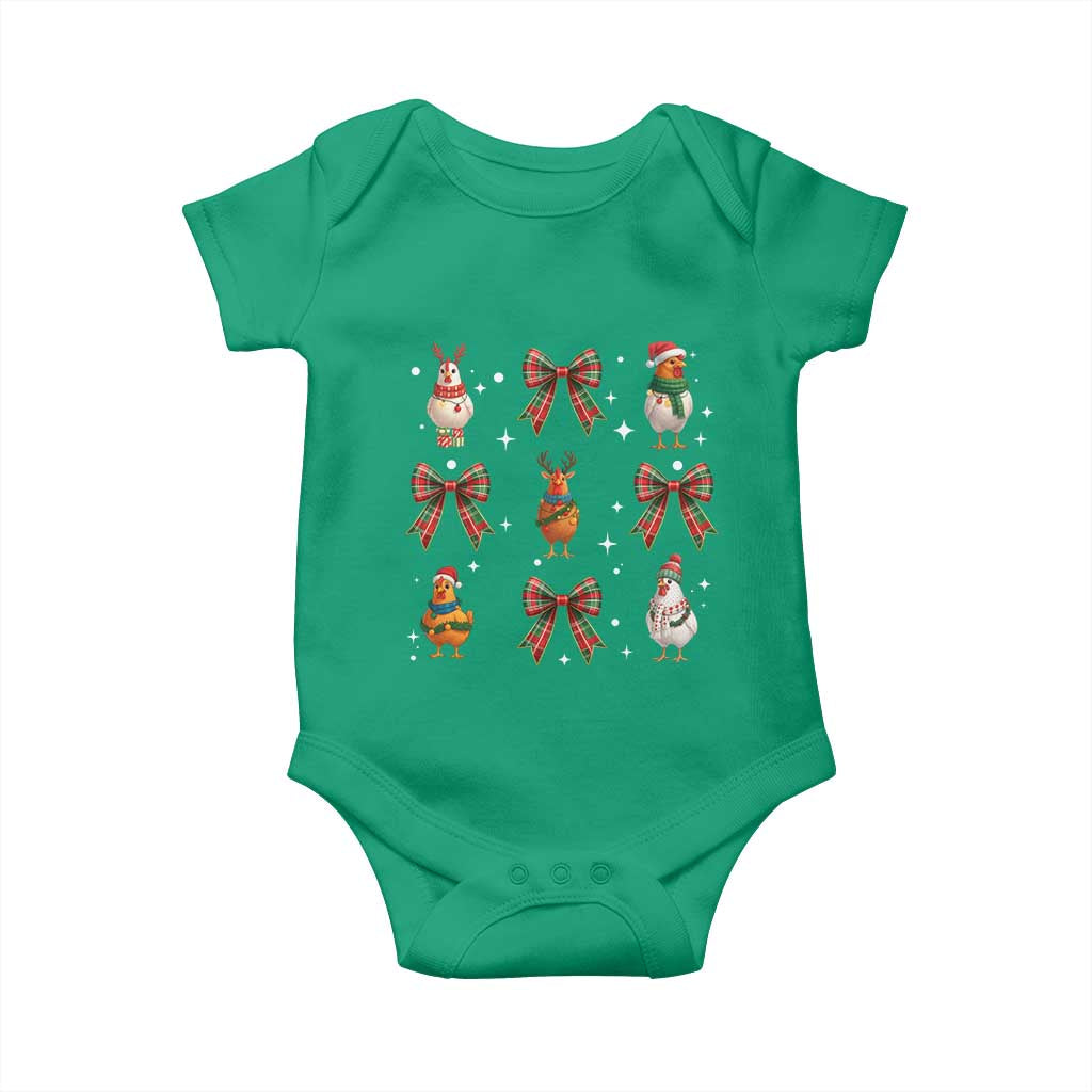 Cute Christmas Chicken With Xmas Coquette Bow Baby Onesie - Wonder Print Shop