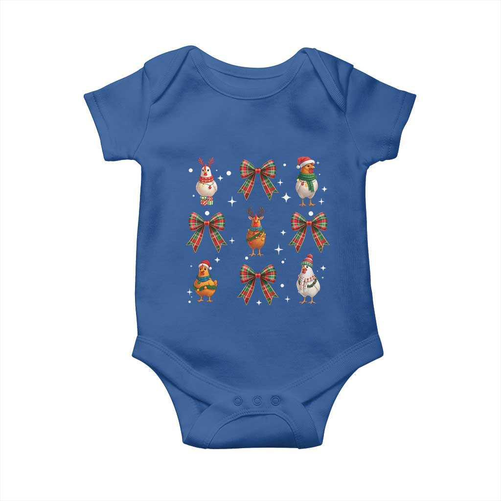 Cute Christmas Chicken With Xmas Coquette Bow Baby Onesie - Wonder Print Shop