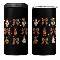 Cute Christmas Chicken With Xmas Coquette Bow 4 in 1 Can Cooler Tumbler