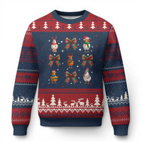 Cute Christmas Chicken With Xmas Coquette Bow Ugly Christmas Sweater - Wonder Print Shop