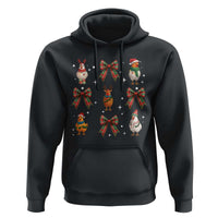 Cute Christmas Chicken With Xmas Coquette Bow Hoodie - Wonder Print Shop