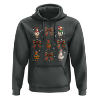 Cute Christmas Chicken With Xmas Coquette Bow Hoodie - Wonder Print Shop